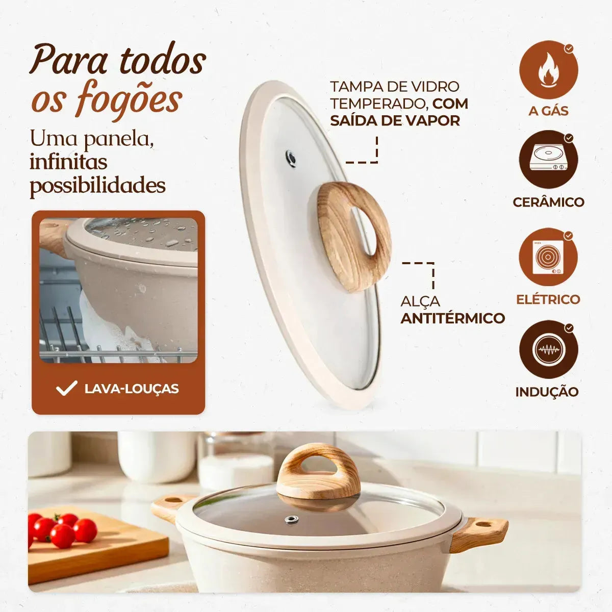Jogo de Panelas Antiaderentes XDX — 19 Peças